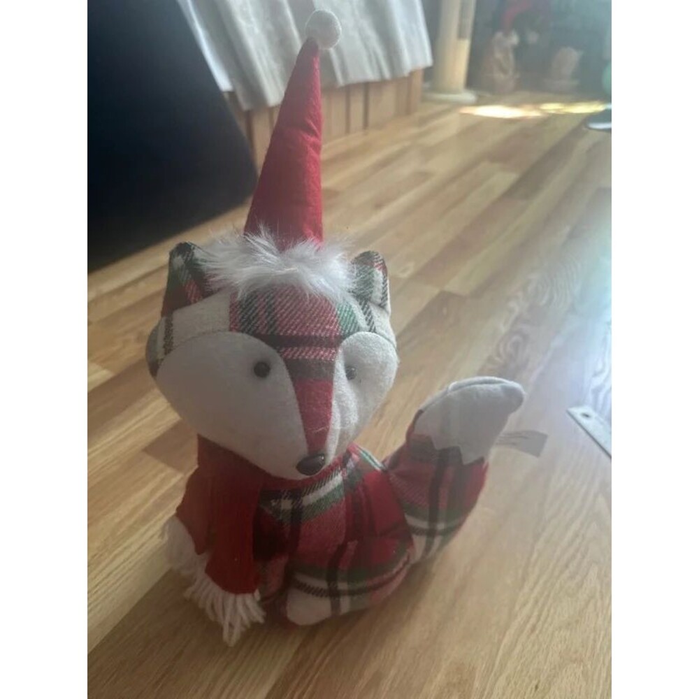 Stuffed plaid Christmas fox